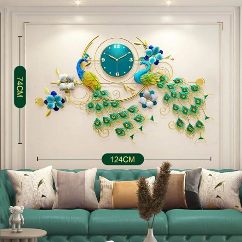 Đồng hồ trang trí hình con công 6012