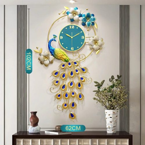 Đồng hồ treo tường nghệ thuật Chim Công 6014